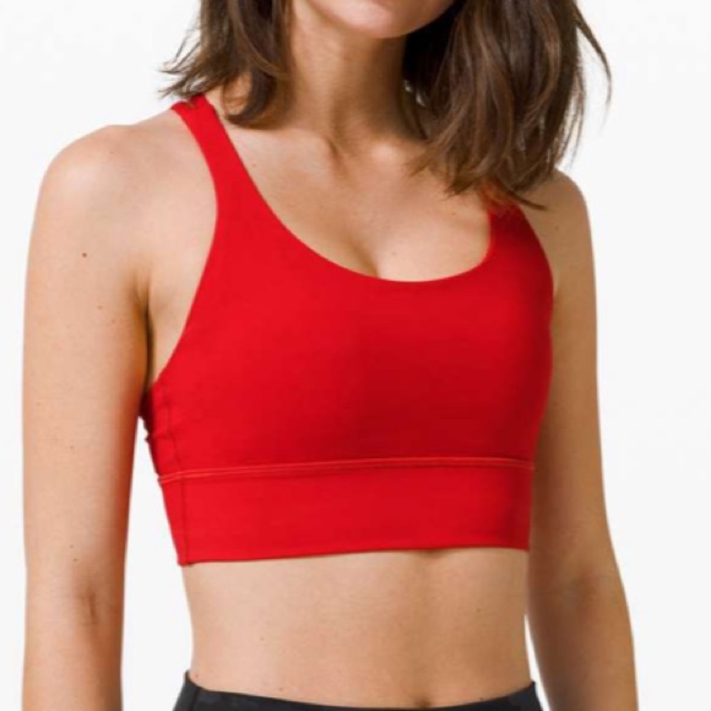 Lululemon Energy Bra Long Line Medium Support, B/C Cup - Dark Red - Size 2